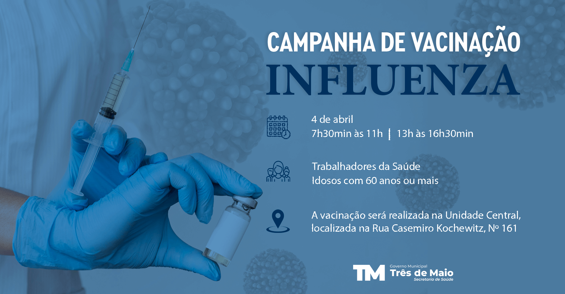 VACINAÇÃO CONTRA A INFLUENZA INICIA NA PRÓXIMA SEMANA